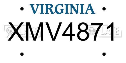 XMV4871 Virginia License Plate