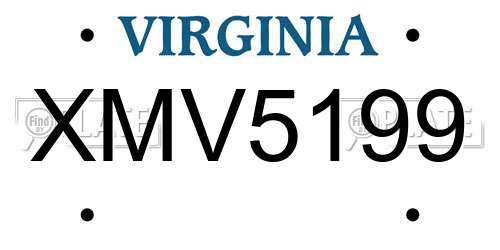 XMV5199 Virginia License Plate