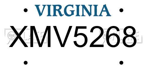 XMV5268 Virginia License Plate