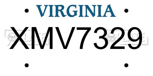 XMV7329 Virginia License Plate