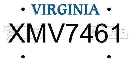 XMV7461 Virginia License Plate