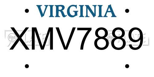 XMV7889 Virginia License Plate