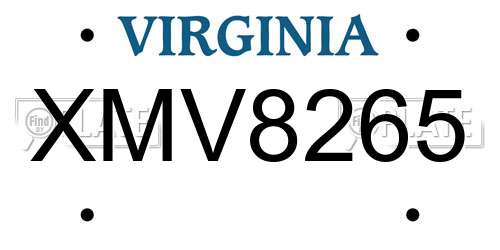 XMV8265 Virginia License Plate