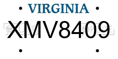 XMV8409 Virginia License Plate