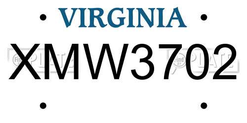 XMW3702 Virginia License Plate
