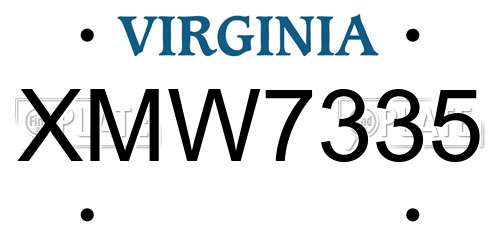 XMW7335 Virginia License Plate