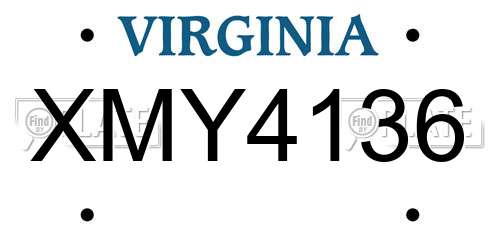 XMY4136 Virginia License Plate