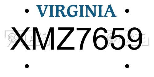XMZ7659 Virginia License Plate