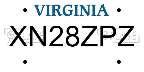 XN28ZPZ Virginia License Plate
