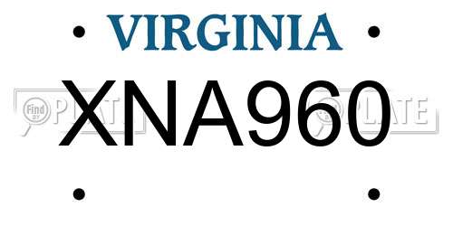 XNA960 Virginia License Plate