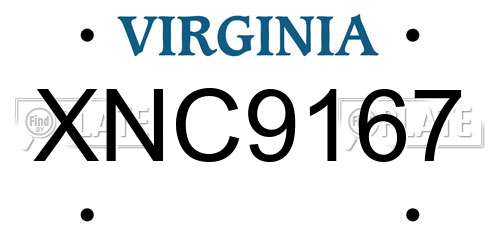 XNC9167 Virginia License Plate