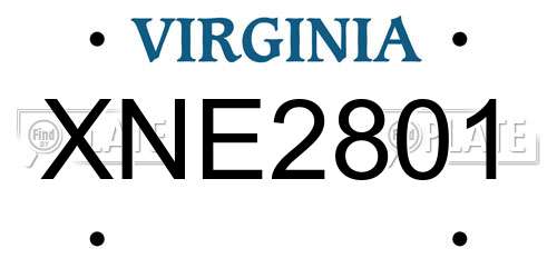 XNE2801 Virginia License Plate