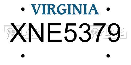XNE5379 Virginia License Plate