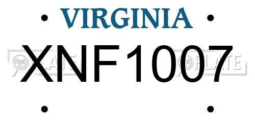 XNF1007 Virginia License Plate