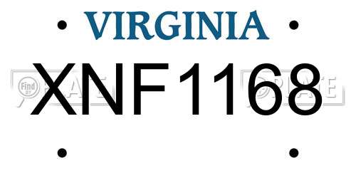 XNF1168 Virginia License Plate