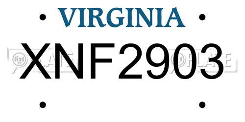 XNF2903 Virginia License Plate