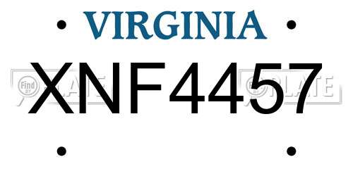 XNF4457 Virginia License Plate