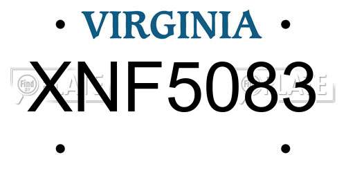 XNF5083 Virginia License Plate