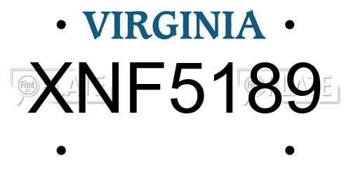 XNF5189 Virginia License Plate