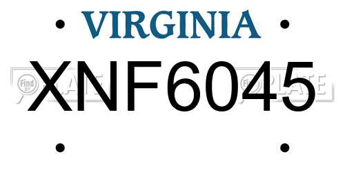 XNF6045 Virginia License Plate