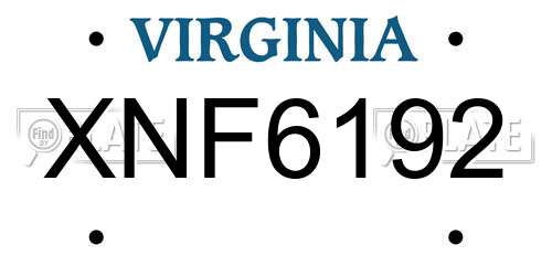 XNF6192 Virginia License Plate