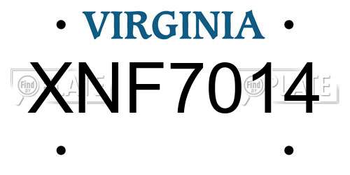 XNF7014 Virginia License Plate