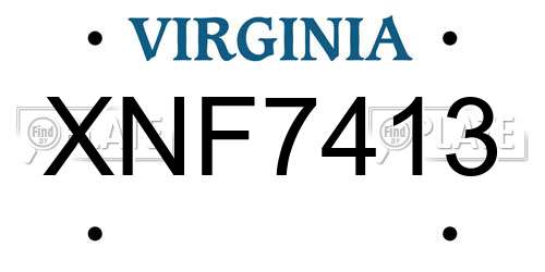 XNF7413 Virginia License Plate