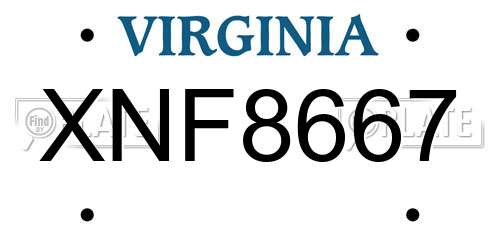 XNF8667 Virginia License Plate