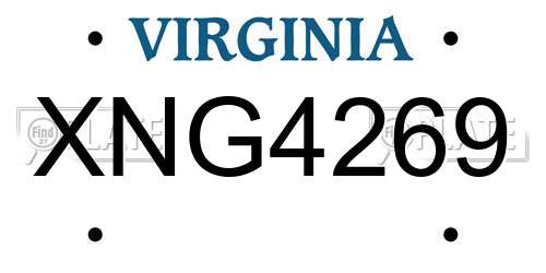 XNG4269 Virginia License Plate