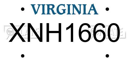 XNH1660 Virginia License Plate
