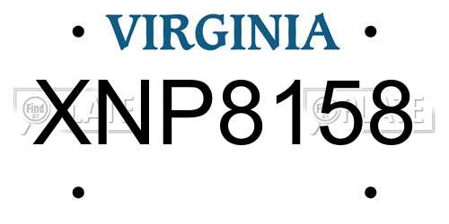 XNP8158 Virginia License Plate