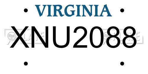 XNU2088 Virginia License Plate