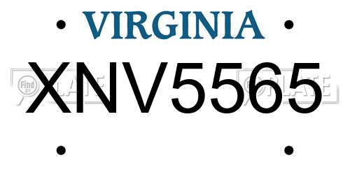 XNV5565 Virginia License Plate