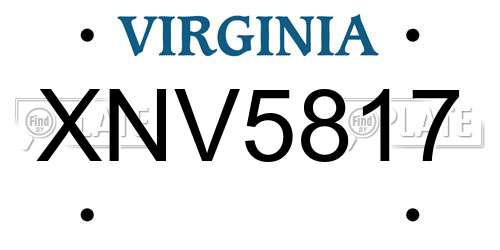 XNV5817 Virginia License Plate