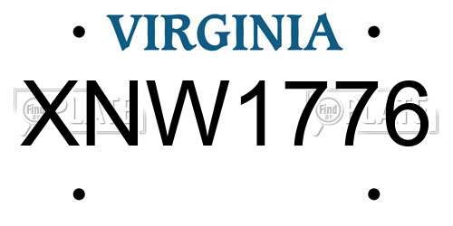 XNW1776 Virginia License Plate