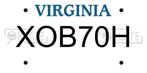 XOB70H Virginia License Plate