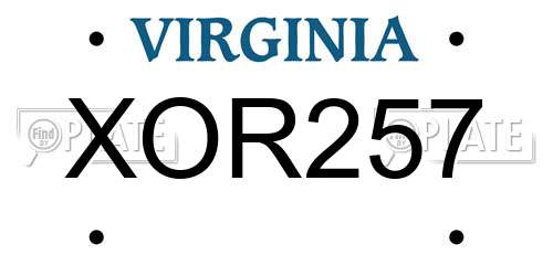 XOR257 Virginia License Plate