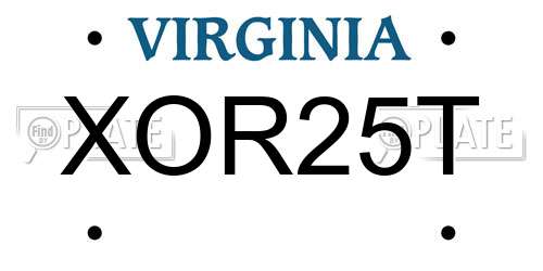 XOR25T Virginia License Plate
