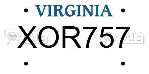XOR757 Virginia License Plate