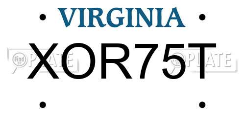 XOR75T Virginia License Plate
