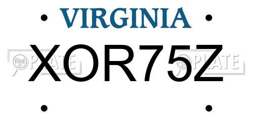 XOR75Z Virginia License Plate