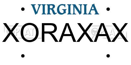 XORAXAX Virginia License Plate