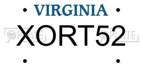 XORT52 Virginia License Plate