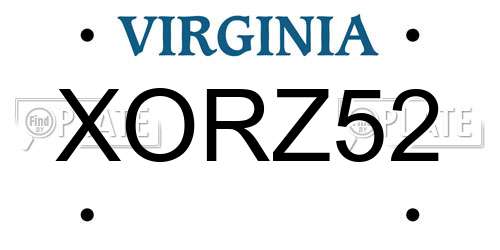 XORZ52 Virginia License Plate