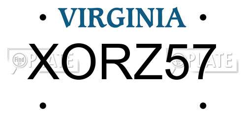 XORZ57 Virginia License Plate