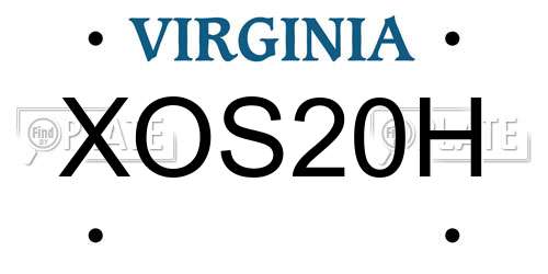 XOS20H Virginia License Plate