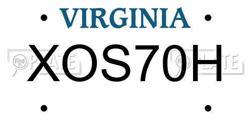 XOS70H Virginia License Plate