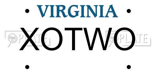 XOTWO Virginia License Plate
