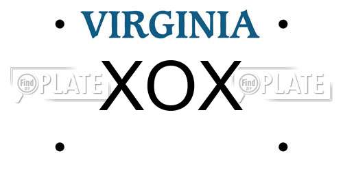 XOX Virginia License Plate
