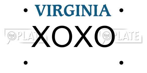 XOXO Virginia License Plate